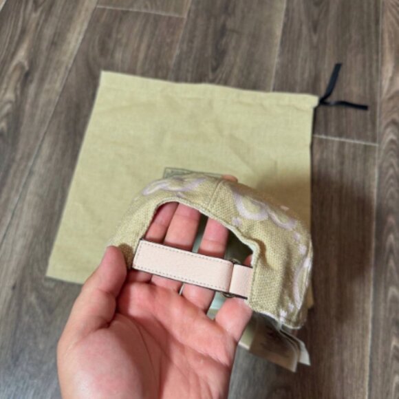 Gucci Cap Beige x Pink Jumbo GG Monogram Canvas Baseball Hat - Picture 2 of 6